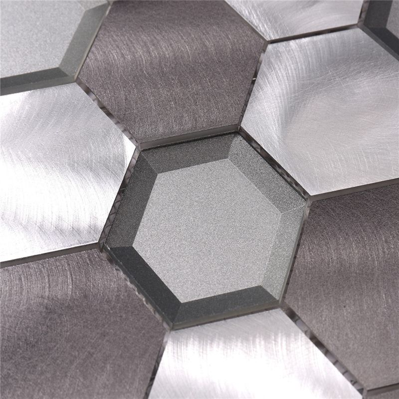 Alumínium fém keverék Üveg hatszög mozaik csempe konyhai falhoz Backsplash