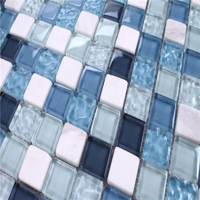 KS205 Dekoratív Design Négyzet alakú Kék Üveg csempe fürdőszoba zuhanyzó WC falra és padlóra
