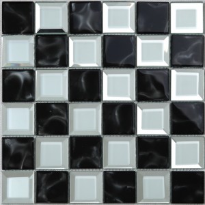 Konyha fürdőszoba fekete és fehér hajlított él tükör üveg mozaik fal mozaik sakk
