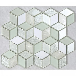 3D hatás kristály hatszög üveg mozaik fehér konyha Backsplash munkalap díszítés falak csempe