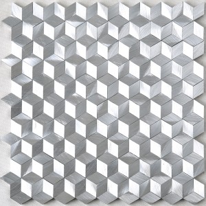 3D-s hatás gyémánt alakú ezüst fehér alumínium hatszög mozaik csempe dekorációs falra