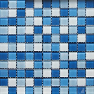 Versenyképes ár kristályüveg mozaik olcsó úszómedence csempe kék