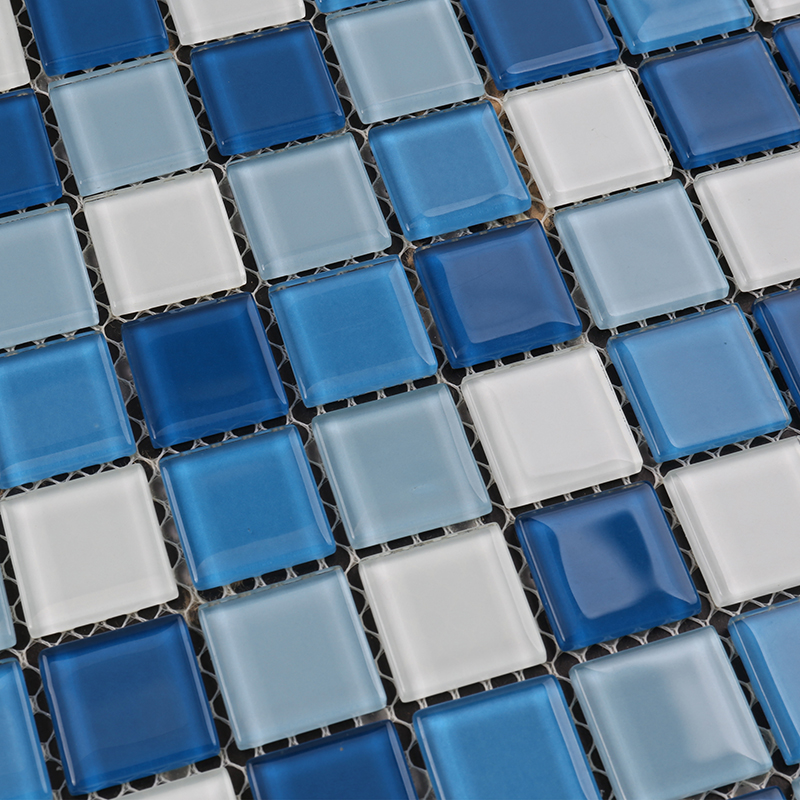 Versenyképes ár kristályüveg mozaik olcsó úszómedence csempe kék